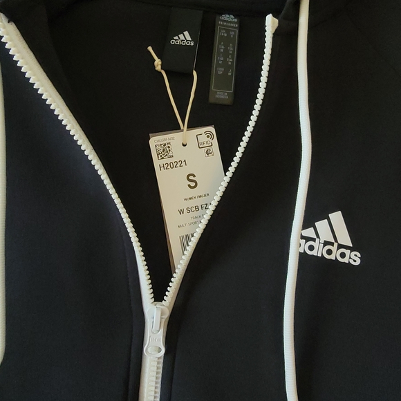 Adidas Black and White Zip-Up Hoodie - Picture 2 of 5